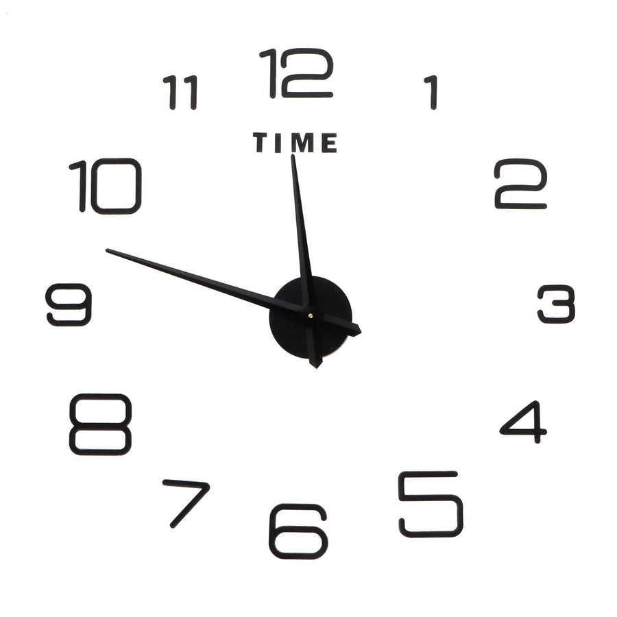 DIY Wall Clock Acrylic Frameless Mirror Surface Wall Sticker Clock Decor for Living Room BedroomBlack