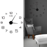 DIY Wall Clock Acrylic Frameless Mirror Surface Wall Sticker Clock Decor for Living Room BedroomBlack - Extra Image