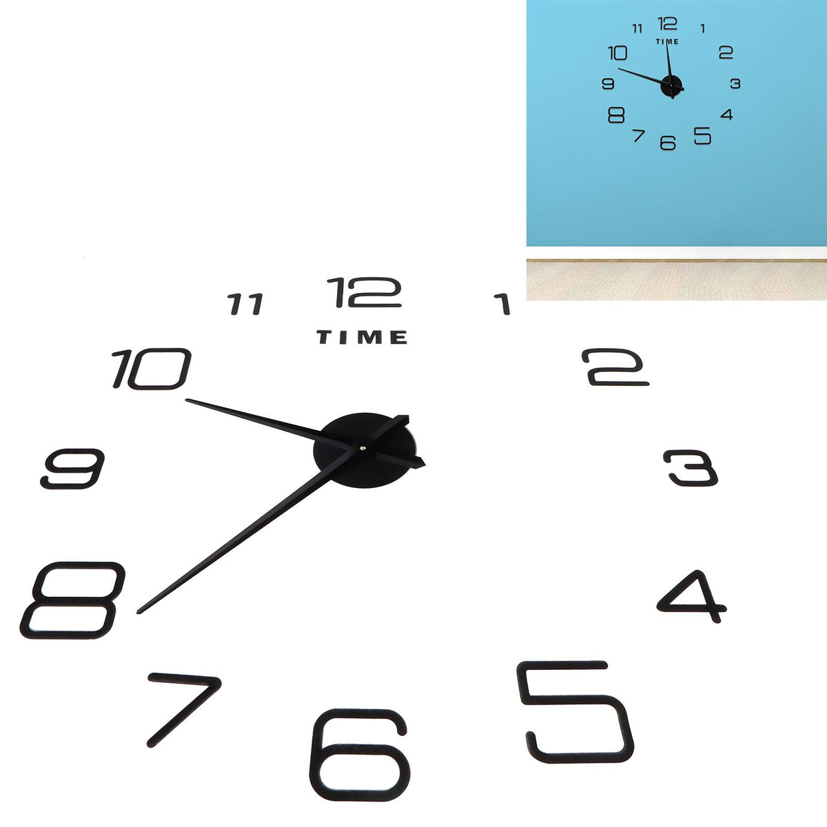 DIY Wall Clock Acrylic Frameless Mirror Surface Wall Sticker Clock Decor for Living Room BedroomBlack