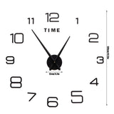 DIY Wall Clock Acrylic Frameless Mirror Surface Wall Sticker Clock Decor for Living Room BedroomBlack