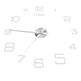 DIY Wall Clock Acrylic Frameless Mirror Surface Wall Sticker Clock Decor for Living Room BedroomSilver