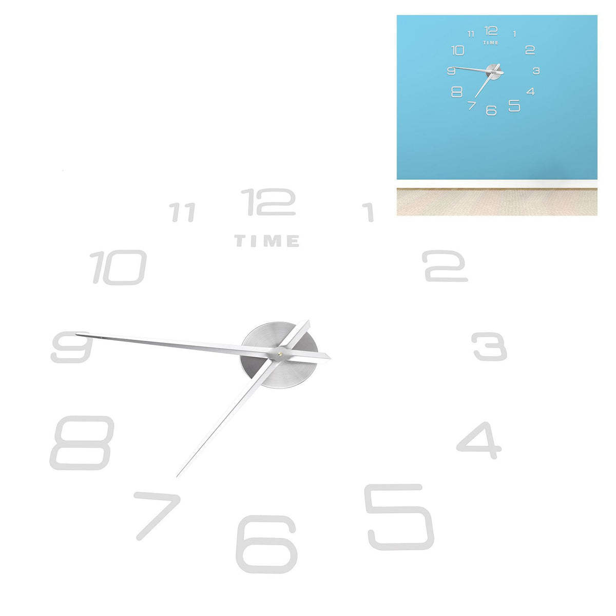 DIY Wall Clock Acrylic Frameless Mirror Surface Wall Sticker Clock Decor for Living Room BedroomSilver