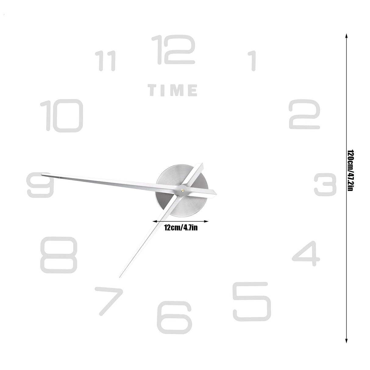 DIY Wall Clock Acrylic Frameless Mirror Surface Wall Sticker Clock Decor for Living Room BedroomSilver