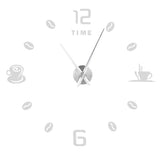 Modern Large Frameless DIY Wall Clock Mirror Surface Sticker for Home Office Room DecorSilver