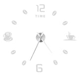 Modern Large Frameless DIY Wall Clock Mirror Surface Sticker for Home Office Room DecorSilver - Top-Down View