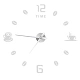 Modern Large Frameless DIY Wall Clock Mirror Surface Sticker for Home Office Room DecorSilver - 45-Degree Angle