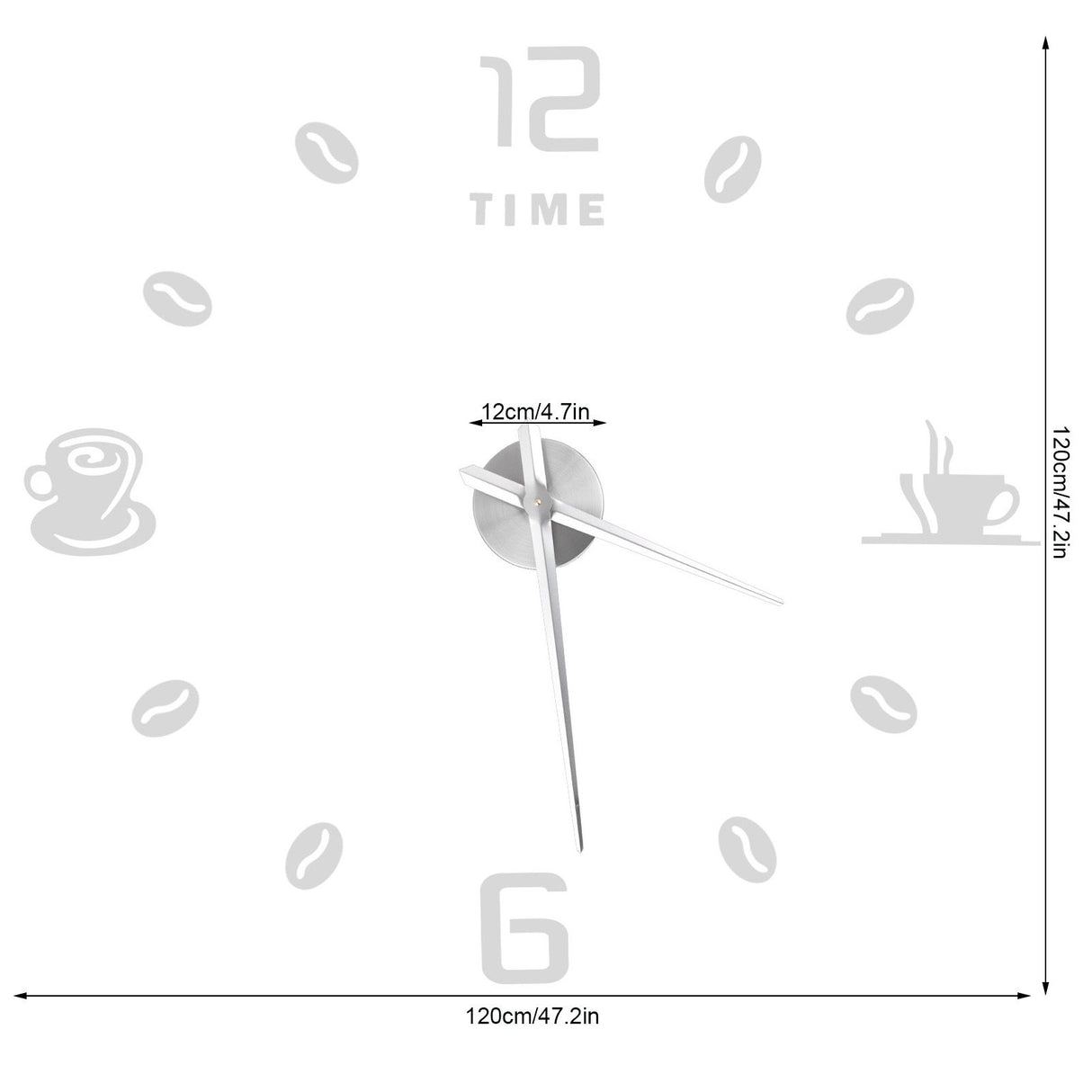 Modern Large Frameless DIY Wall Clock Mirror Surface Sticker for Home Office Room DecorSilver