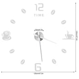 Modern Large Frameless DIY Wall Clock Mirror Surface Sticker for Home Office Room DecorSilver