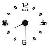 Modern Large Frameless DIY Wall Clock Mirror Surface Sticker for Home Office Room DecorBlack
