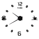 Modern Large Frameless DIY Wall Clock Mirror Surface Sticker for Home Office Room DecorBlack