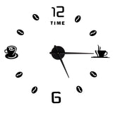 Modern Large Frameless DIY Wall Clock Mirror Surface Sticker for Home Office Room DecorBlack