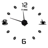 Modern Large Frameless DIY Wall Clock Mirror Surface Sticker for Home Office Room DecorBlack