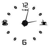 Modern Large Frameless DIY Wall Clock Mirror Surface Sticker for Home Office Room DecorBlack