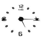 Modern Large Frameless DIY Wall Clock Mirror Surface Sticker for Home Office Room DecorBlack - Low Angle