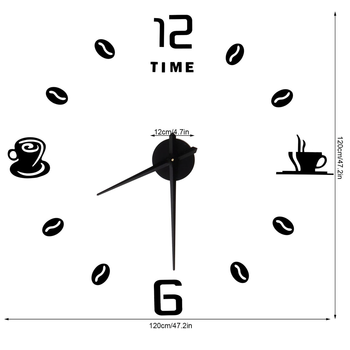 Modern Large Frameless DIY Wall Clock Mirror Surface Sticker for Home Office Room DecorBlack