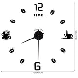Modern Large Frameless DIY Wall Clock Mirror Surface Sticker for Home Office Room DecorBlack