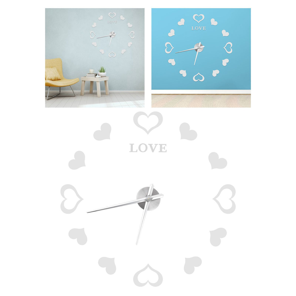 Innovative DIY Wall Clock Acrylic Mirror Surface Wall Sticker Clock for Home DecorationSilver