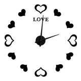 Innovative DIY Wall Clock Acrylic Mirror Surface Wall Sticker Clock for Home DecorationBlack - Front View