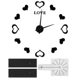 Innovative DIY Wall Clock Acrylic Mirror Surface Wall Sticker Clock for Home DecorationBlack