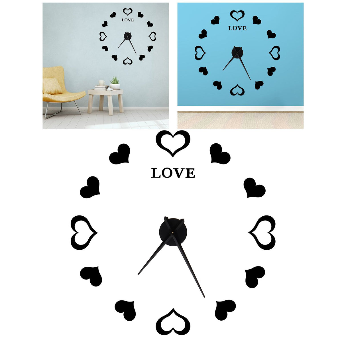 Innovative DIY Wall Clock Acrylic Mirror Surface Wall Sticker Clock for Home DecorationBlack