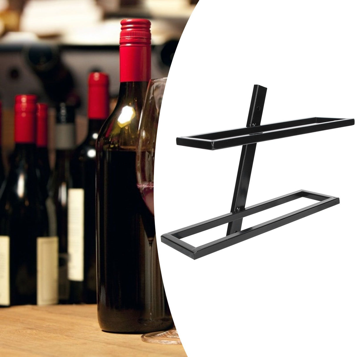 Wall Mounted Red Wine Bottle Holder Rack Storage Shelf for Household Kitchen Bar Decor2 Bottle
