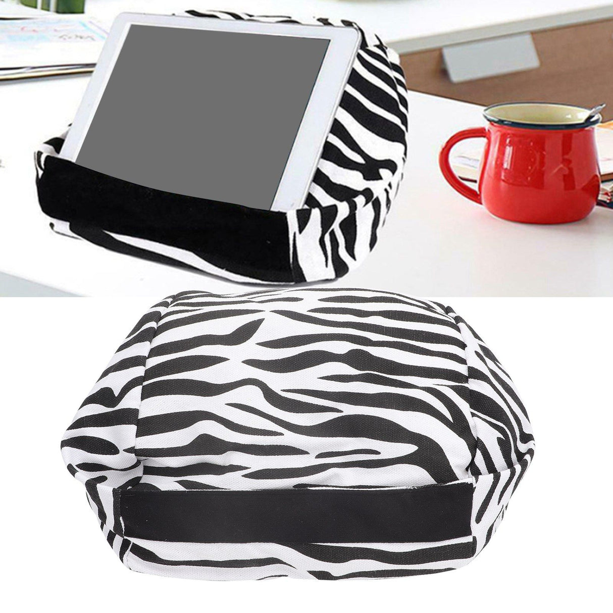 Portable Tablet Cushion Printed Canvas Reading Bracket Pillow Holder for Smartphone BooksStripe Style