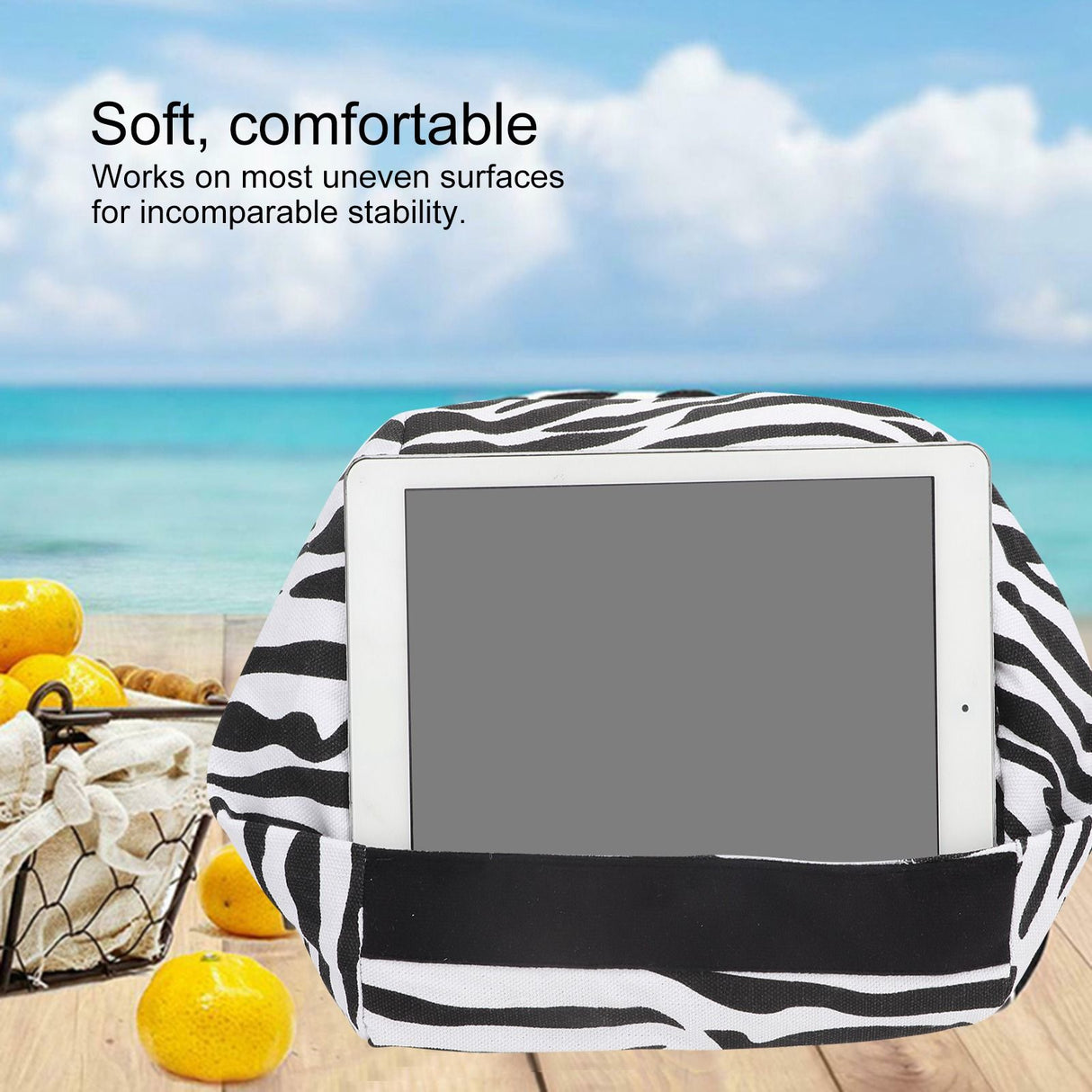 Portable Tablet Cushion Printed Canvas Reading Bracket Pillow Holder for Smartphone BooksStripe Style