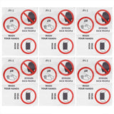 6PCS Caution Notice English Reminder Slogan Wall Sticker Sign for Hospital Company School