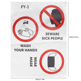 6PCS Caution Notice English Reminder Slogan Wall Sticker Sign for Hospital Company School - Extra Image