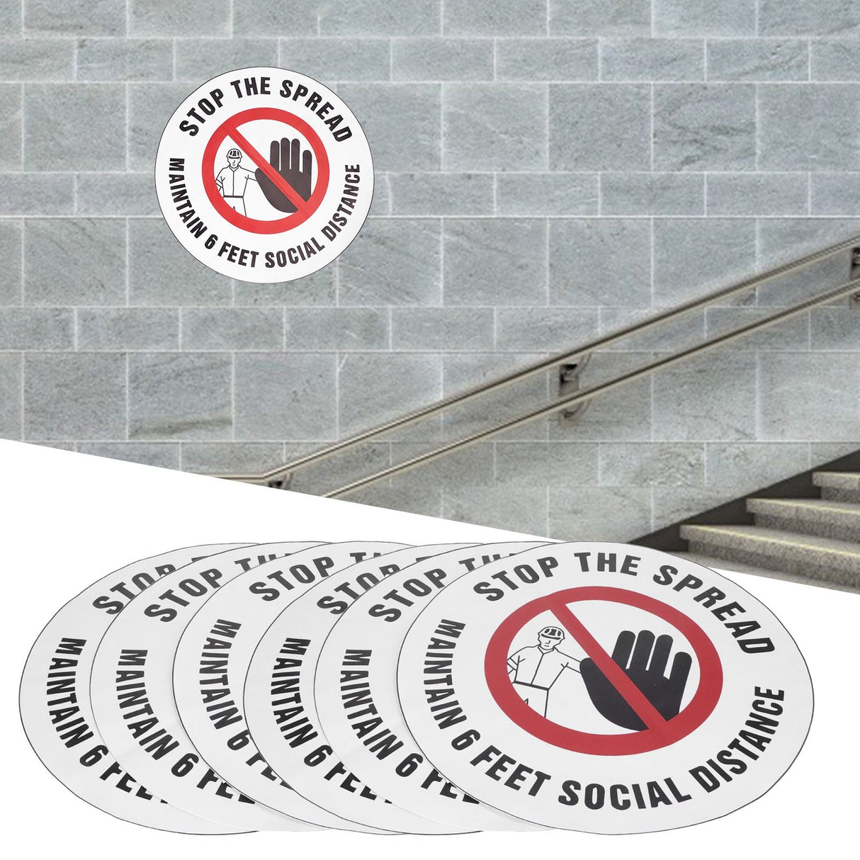 2 Sets Social Distancing Sign Keep Distance Wall Sticker for Home Supermarket Public Place
