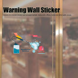 4Pcs English Warning Advertising Window Background Wall Sticker Warning Sign Glass Wall Decal - Extra Image
