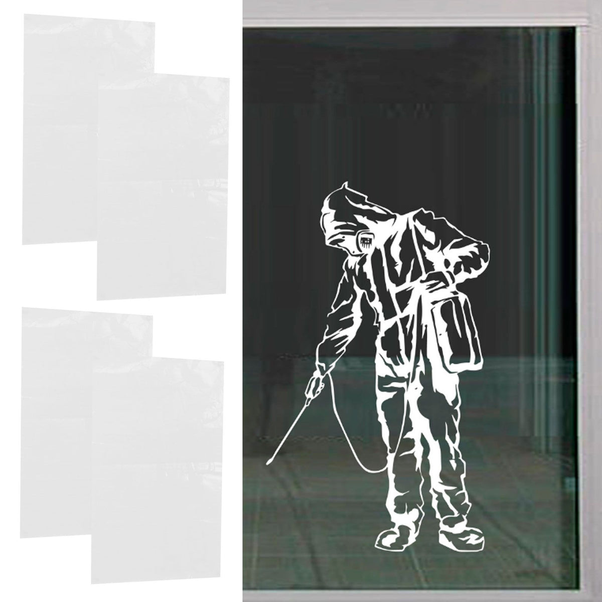 4 Sets Warning Stickers Indoor Outdoor Wall Window Glass Slogans English Signs 60x36.5cm