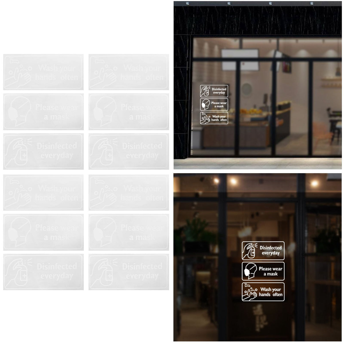 4Set English Warning Signs Safety Marking Wall Hanging Stickers for Showcase Public Places