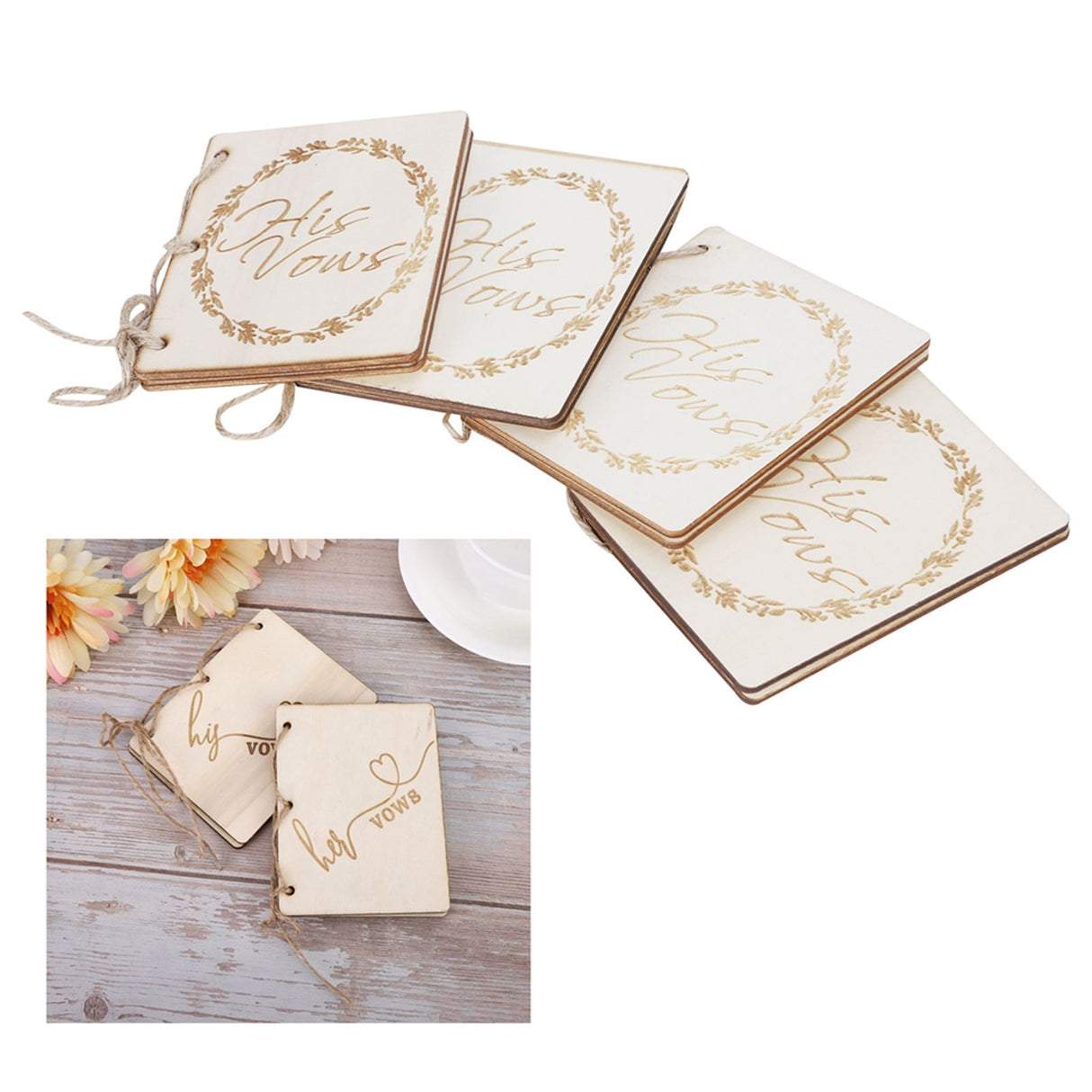 2 Sets Wedding Vow Books Exquisite Gift Card Declaration Booklets Props SuppliesStyle 1