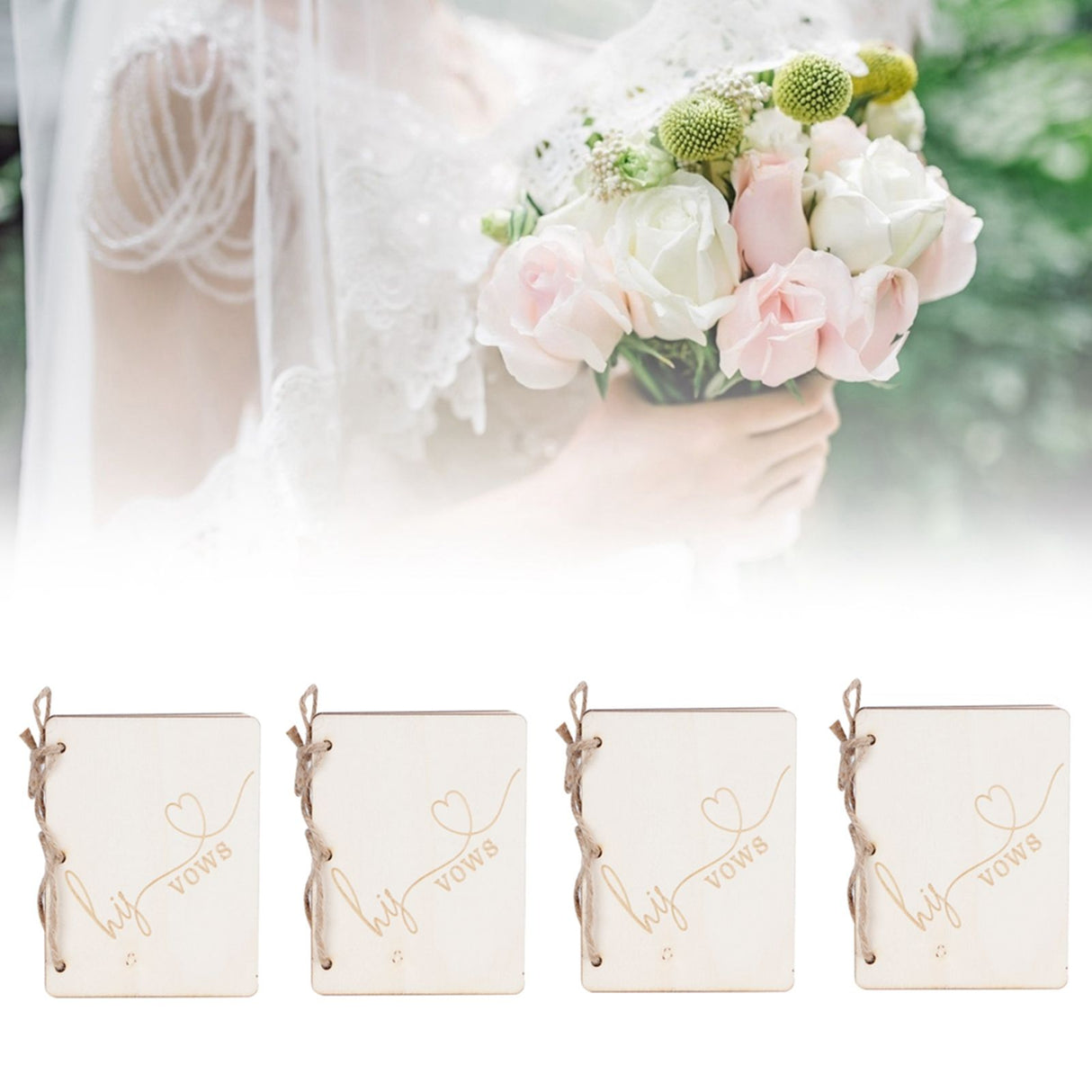 2 Sets Wedding Vow Books Exquisite Gift Card Declaration Booklets Props SuppliesStyle 2