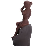 Incense Burner Red Stoneware Backflow Incense Holder Home Office Decoration Ornament - Front View