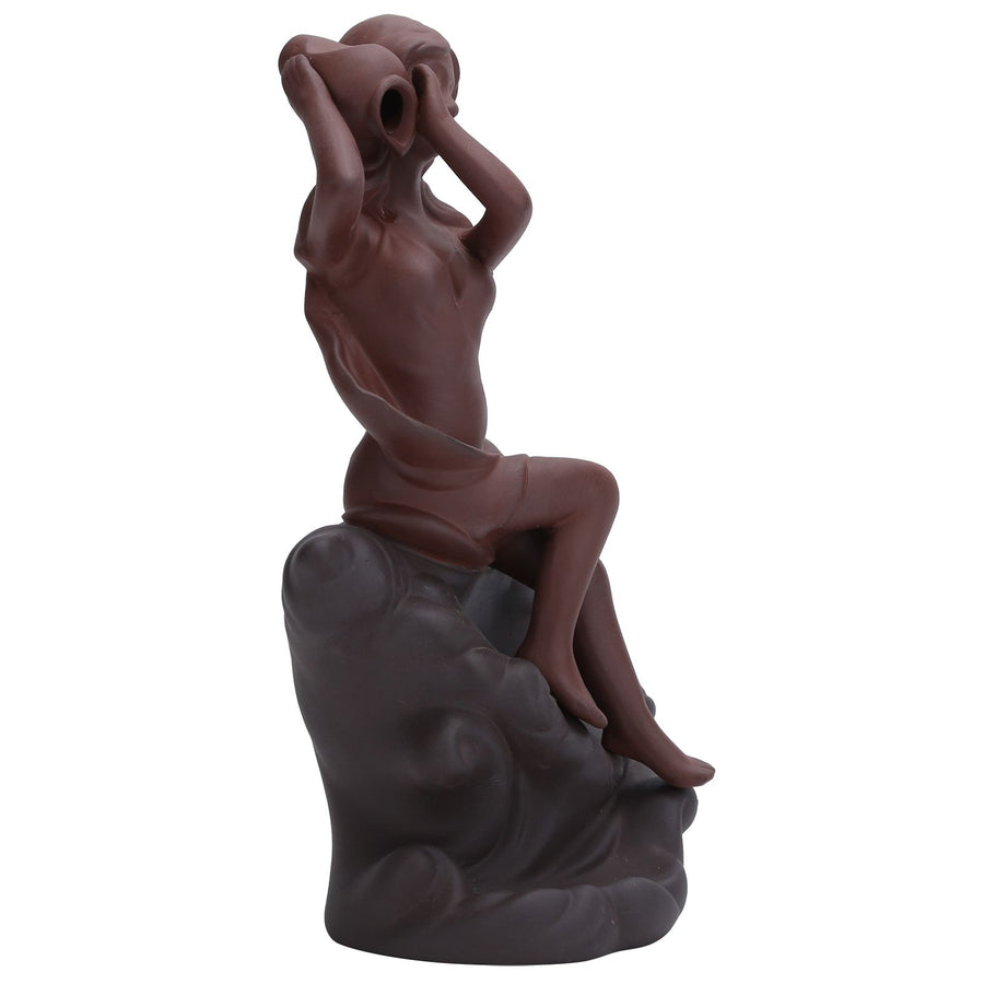Incense Burner Red Stoneware Backflow Incense Holder Home Office Decoration Ornament