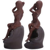 Incense Burner Red Stoneware Backflow Incense Holder Home Office Decoration Ornament - Rear View