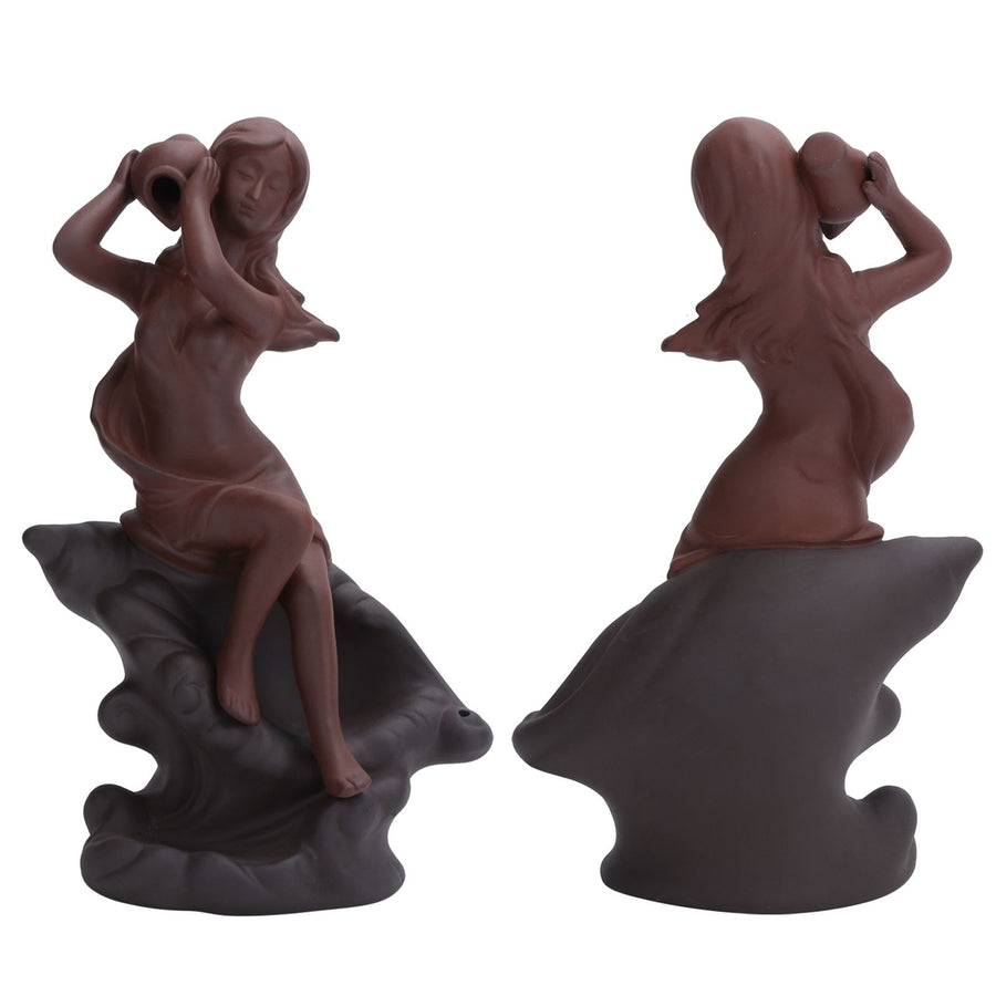 Incense Burner Red Stoneware Backflow Incense Holder Home Office Decoration Ornament