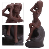 Incense Burner Red Stoneware Backflow Incense Holder Home Office Decoration Ornament - Low Angle