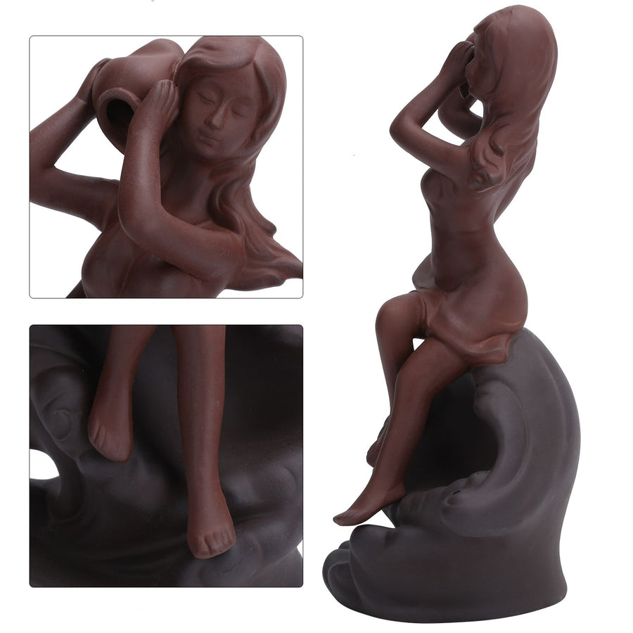 Incense Burner Red Stoneware Backflow Incense Holder Home Office Decoration Ornament