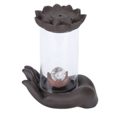 LED Waterfall Backflow Incense Burner with Windproof Cover Handicraft for Home Office Tea House - Top-Down View