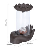 LED Waterfall Backflow Incense Burner with Windproof Cover Handicraft for Home Office Tea House