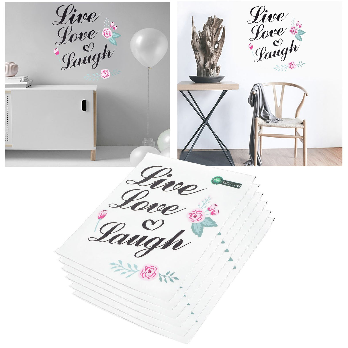 6Pcs Wall Sticker English Letters Pattern DIY Wall Decal for Home Living Room Decoration