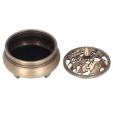 Antique Incense Burner Holder Brass with Lid 3‑Legged Buddha Ornament Home Decoration