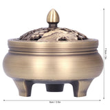 Antique Incense Burner Holder Brass with Lid 3‑Legged Buddha Ornament Home Decoration - Extra Image
