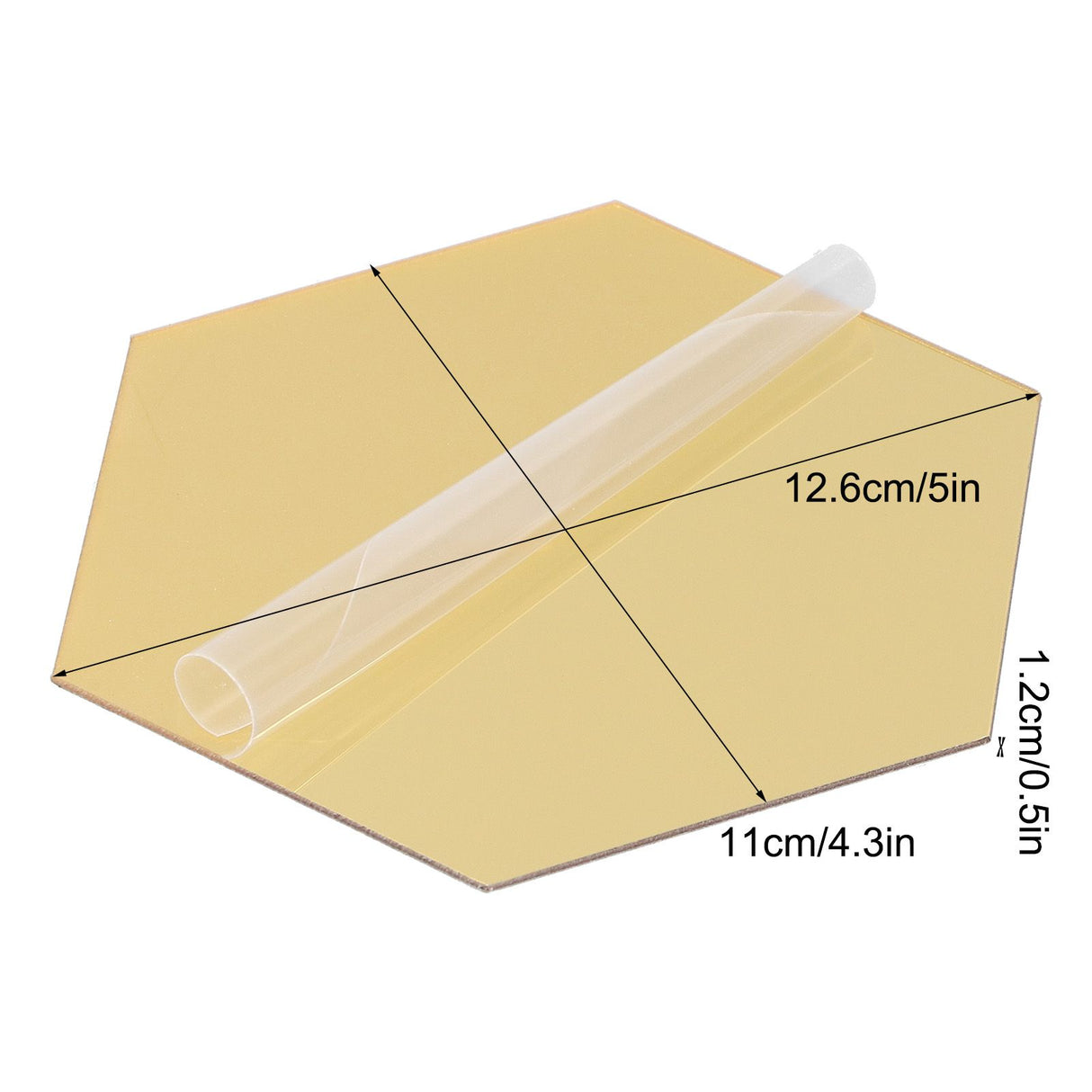 4 Set Mirror Wall Sticker Acrylic Hex Removable Decor Decal Background Home Decoration12.6cm Gold