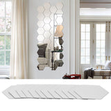Acrylic Hexagonal Mirror Setting Wall Self Adhesive Stickers Decoration for Home Room20cm/7.9in Silver