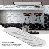 Acrylic Hexagonal Mirror Setting Wall Self Adhesive Stickers Decoration for Home Room20cm/7.9in Silver