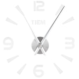 Frameless Wall Clock Sticker Mirror Surface Living Room Bedroom Office DIY DecorationSilver